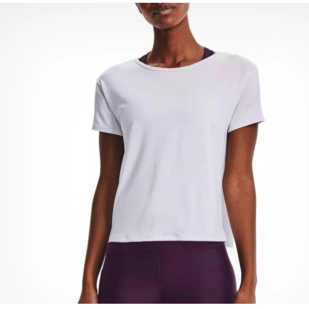 Under Armour Tech Vent Shirt Women's Large Heat Gear Cut Out Back White EUC